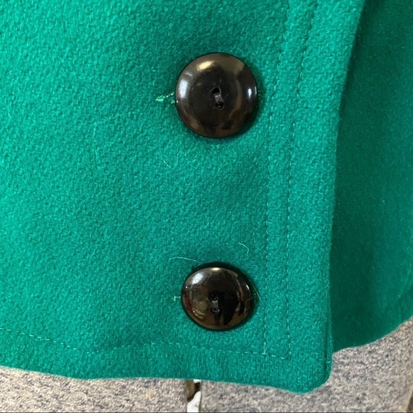 Vintage Wool Coat Emerald Green Jacket Shawl Collar Avantgarde Womens Medium - Picture 6 of 12